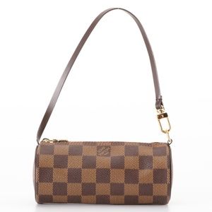 Louis Vuittons Papillon Pochette in Damier Ebene Canvas and Brown Leather